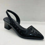 Zapatos de Tacón Bajo Elegantes con Punta Afilada para Mujeres, Slingback, Trabajo, Oficina, Formal, Boda, Fiesta, Uso Diario – Pernille Negro Marrón