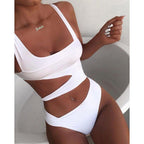 Traje de baño de una pieza con corte asimétrico y recortes para mujer, con efecto push-up, ideal para playa, piscina, vacaciones, resort, verano, audaz y sexy – Negro