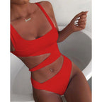 Traje de baño de una pieza con corte asimétrico y recortes para mujer, con efecto push-up, ideal para playa, piscina, vacaciones, resort, verano, audaz y sexy – Negro