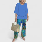 Conjunto Sofisticado de Dos Piezas para Mujeres Blusa Relajada Pantalones de Pierna Ancha Casual Elegante Diario – Martha