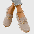 Mocasines Transpirables para Mujeres con Detalle de Caballo Dorado, Ligeros y de Fácil Uso – Susana