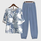 Conjunto Casual de Dos Piezas para Mujeres, Top de Manga Corta Impreso y Pantalones de Pierna Ancha, Cómodo para el Día a Día – Alessia