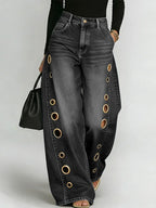 Jeans de Pierna Ancha de Cintura Alta para Mujer, Casual, Sueltos, Moda Urbana, Pantalones de Mezclilla con Cierre – Riviera
