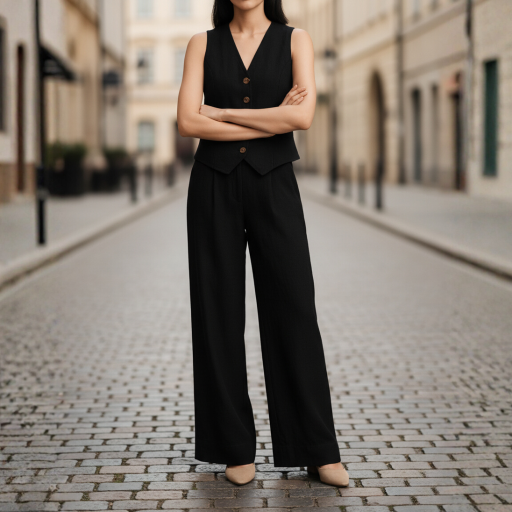 Conjunto de Traje de Dos Piezas con Chaleco Elegante para Mujeres – Óxido
