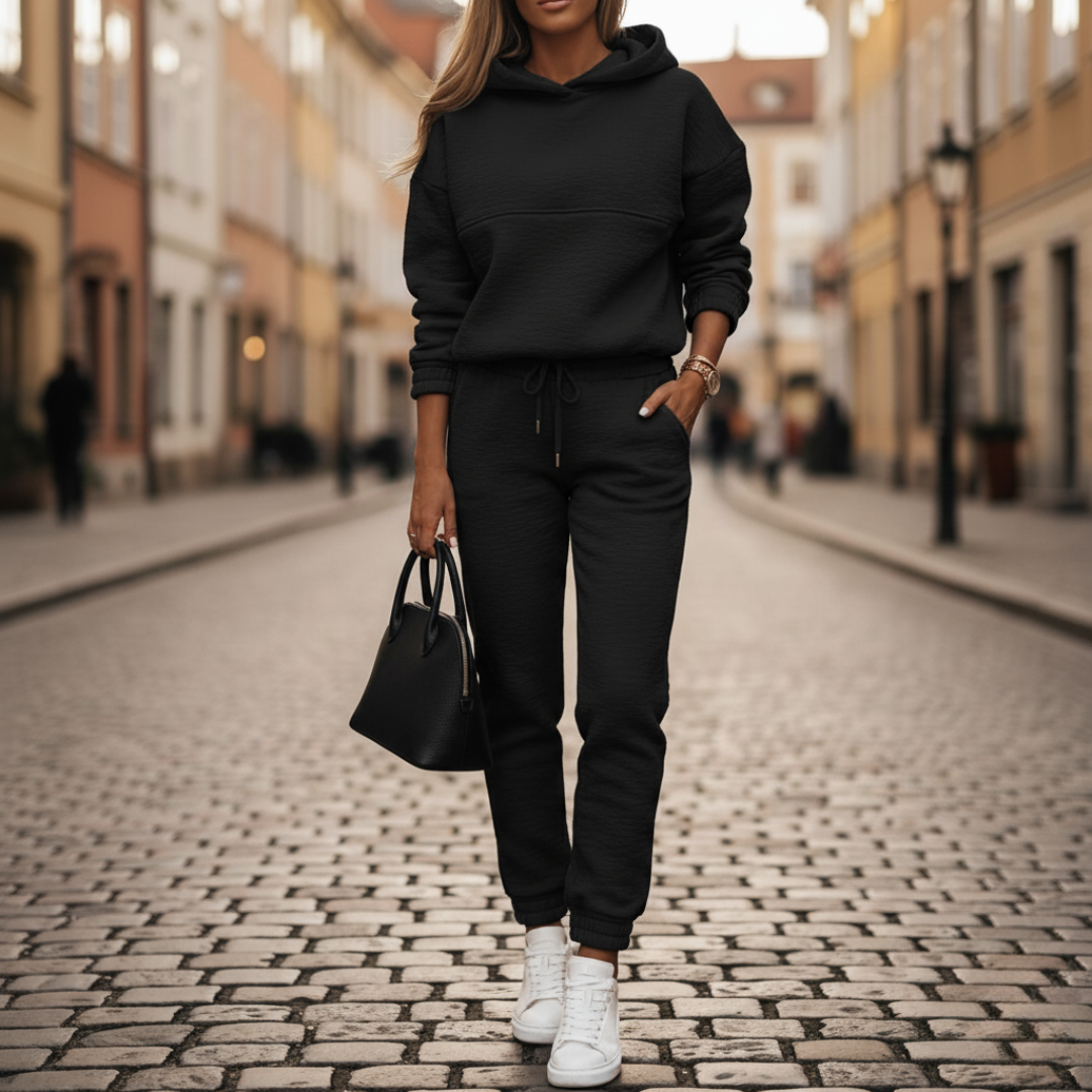 Conjunto de Chándal de Dos Piezas de Forro Polar para Mujeres, Ropa Casual de Todos los Días, Ropa de Calle, Pantalones Jogger y Sudadera –