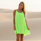 Vestido Mini Sin Mangas Boho para Playa, Cubierta de Playa, con Tirantes Finos, Transparente, de Crochet en la Espalda, Casual para Verano