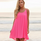 Vestido Mini Sin Mangas Boho para Playa, Cubierta de Playa, con Tirantes Finos, Transparente, de Crochet en la Espalda, Casual para Verano