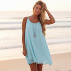 Vestido Mini Sin Mangas Boho para Playa, Cubierta de Playa, con Tirantes Finos, Transparente, de Crochet en la Espalda, Casual para Verano