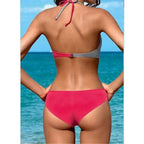 Conjunto de Bikini Push Up de Dos Tonos para Mujeres Sin Alambres, con Cierre Ajustable en el Cuello y Cintura Baja, Tallas Grandes, Ropa de Playa de Verano – Multicolor