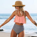 Conjunto de Bikini de Tank Ruffle de Cintura Alta Boho para Mujeres – Multicolor