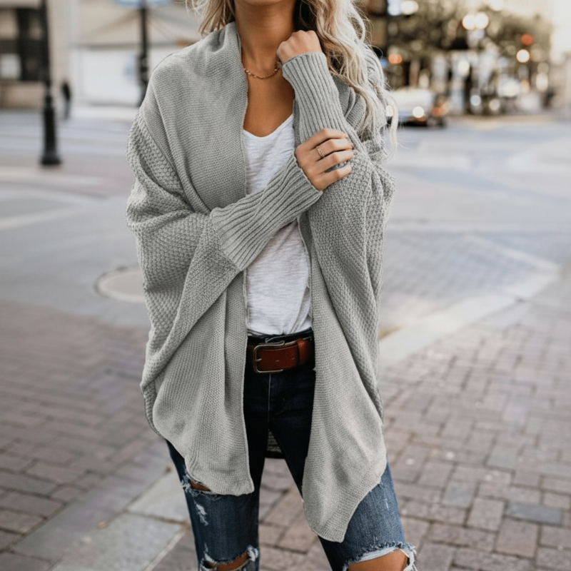 Cárdigan de Punto de Batwing Oversized para Mujer, Abierto por Delante, Estilo Boho, Casual, de Uso Diario – Multicolor