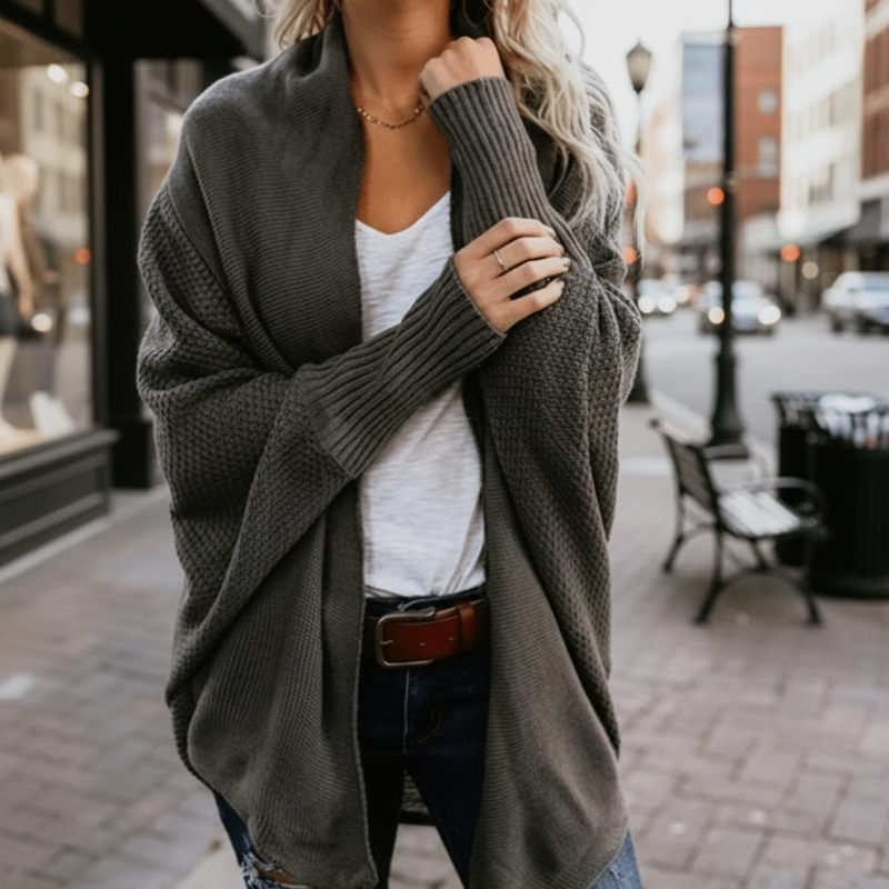 Cárdigan de Punto de Batwing Oversized para Mujer, Abierto por Delante, Estilo Boho, Casual, de Uso Diario – Multicolor