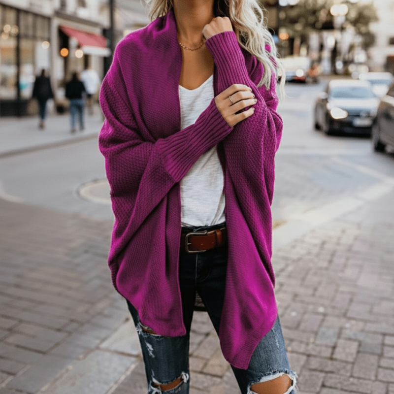 Cárdigan de Punto de Batwing Oversized para Mujer, Abierto por Delante, Estilo Boho, Casual, de Uso Diario – Multicolor