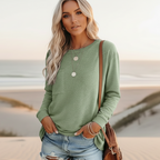 Camisa Casual de Manga Larga Boho para Mujeres con Bolsillo, Ajuste Relajado, Suave, Estilo Urbano Diario – Multicolor