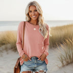 Camisa Casual de Manga Larga Boho para Mujeres con Bolsillo, Ajuste Relajado, Suave, Estilo Urbano Diario – Multicolor