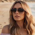 Gafas de Sol Aviador de Diseño para Mujeres UV400 Lentes Fotocromáticos con Gradiente Marco de Aleación Antirreflectante Accesorio Casual de Verano