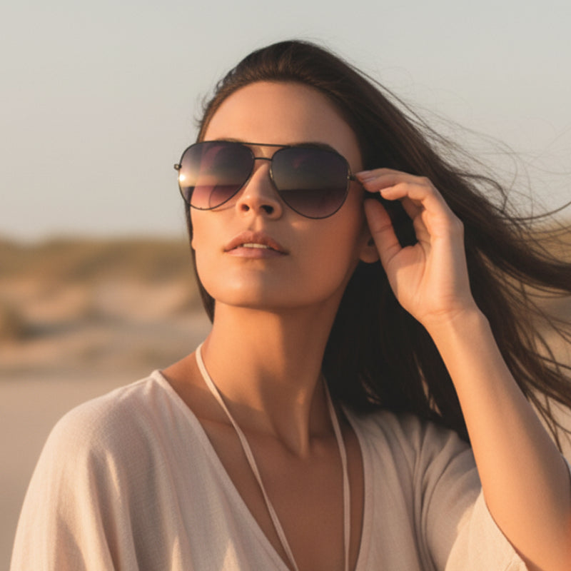 Gafas de Sol Aviador de Diseño para Mujeres UV400 Lentes Fotocromáticos con Gradiente Marco de Aleación Antirreflectante Accesorio Casual de Verano