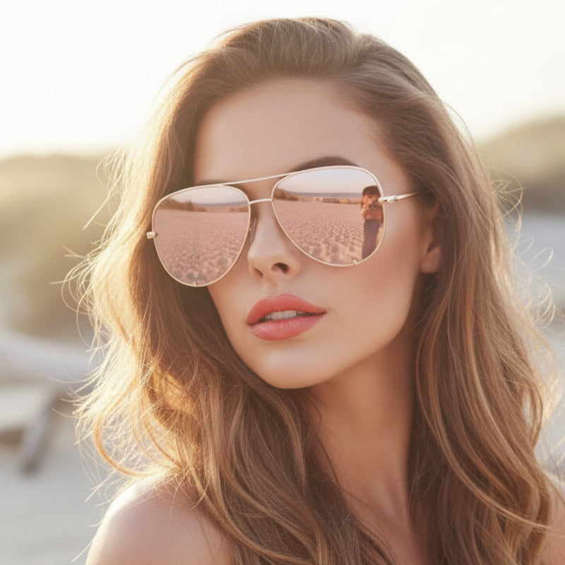 Gafas de Sol Aviador de Diseño para Mujeres UV400 Lentes Fotocromáticos con Gradiente Marco de Aleación Antirreflectante Accesorio Casual de Verano
