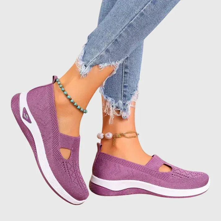 Zapatos para caminar de mujer, slip-on acolchados, soporte ergonómico para el arco, comodidad diaria – Lora