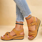 Sandalias de cuña ortopédicas para mujer con correas ajustables, abiertas en la punta, soporte de arco, zapatos casuales de verano – Alfreda