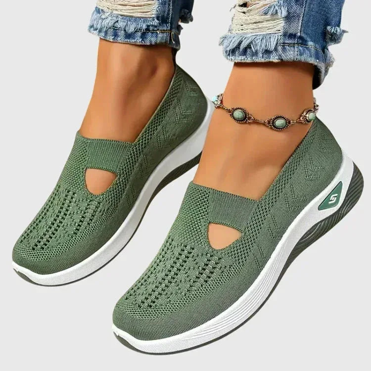 Zapatos para caminar de mujer, slip-on acolchados, soporte ergonómico para el arco, comodidad diaria – Lora