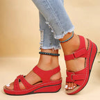 Sandalias de cuña ortopédicas para mujer con correas ajustables, abiertas en la punta, soporte de arco, zapatos casuales de verano – Alfreda