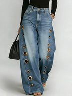 Jeans de Pierna Ancha de Cintura Alta para Mujer, Casual, Sueltos, Moda Urbana, Pantalones de Mezclilla con Cierre – Riviera