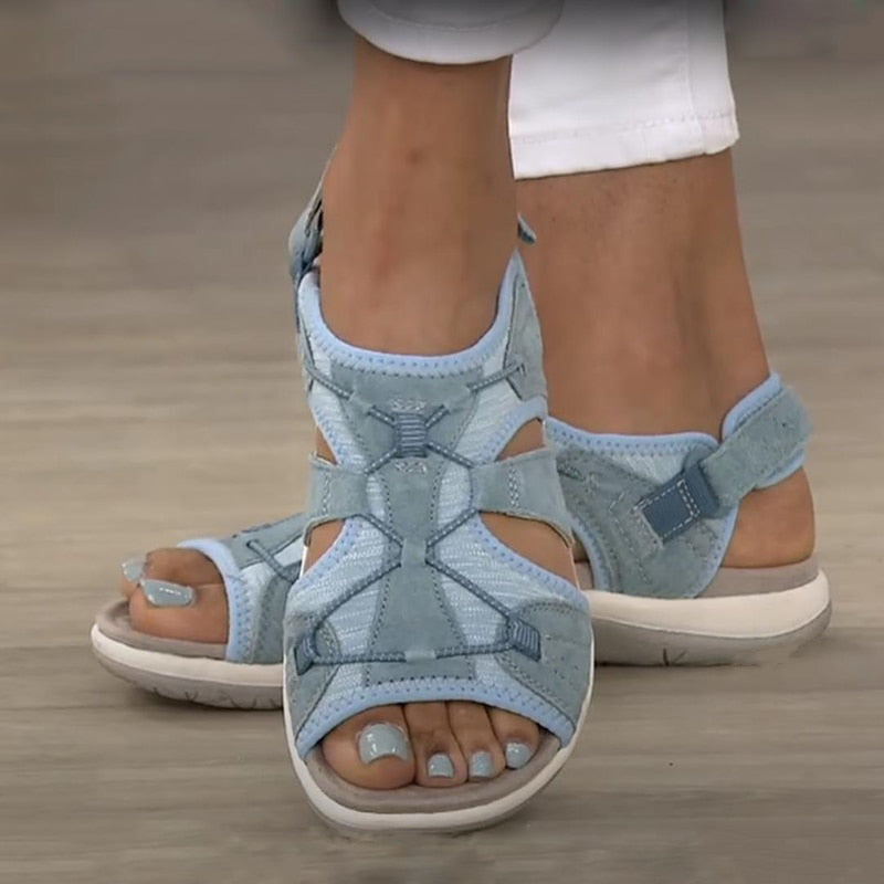 Sandalias Ortopédicas para Mujeres con Correa Ajustable y Punta Abierta, Suela Acolchada, Cómodas para Caminar en Verano