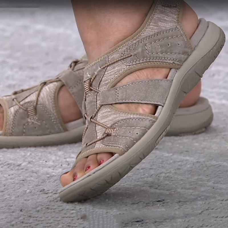 Sandalias Ortopédicas para Mujeres con Correa Ajustable y Punta Abierta, Suela Acolchada, Cómodas para Caminar en Verano
