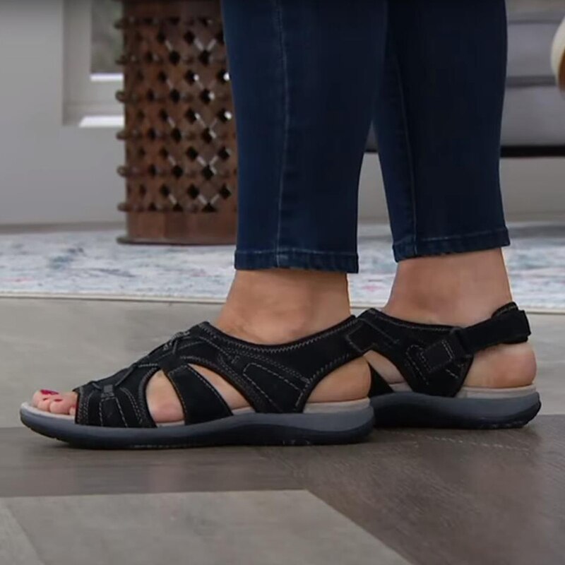 Sandalias Ortopédicas para Mujeres con Correa Ajustable y Punta Abierta, Suela Acolchada, Cómodas para Caminar en Verano