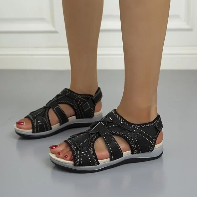 Sandalias Ortopédicas para Mujeres con Correa Ajustable y Punta Abierta, Suela Acolchada, Cómodas para Caminar en Verano