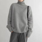 Suéter de Cachemira para Mujer con Cuello Alto Suave y Acogedor, Corte Relajado, Cálido, Casual, Elegante, Invierno – Beige