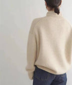 Suéter de Cachemira para Mujer con Cuello Alto Suave y Acogedor, Corte Relajado, Cálido, Casual, Elegante, Invierno – Beige