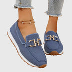 Mocasines Transpirables para Mujeres con Detalle de Caballo Dorado, Ligeros y de Fácil Uso – Susana