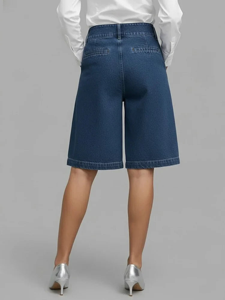 Shorts de mezclilla de pierna ancha y cintura alta para mujer, casuales, de uso diario, moda urbana, verano, playa, vacaciones, bermuda – Harlow