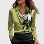 Blusa de Satén Elegante para Mujeres con Cuello de Cowl y Manga Larga, Brillo Lujoso, Ajuste Fluido, Casual Chic – Brooklyn