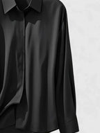 Blusa Elegante de Cuello Abotonado para Mujeres de Manga Larga, Ajuste Relajado, Casual y Chic – Melvaya