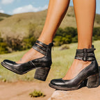 Zapatos de Tacón Bajo con Correa en el Tobillo para Mujeres, Cómodos y Elegantes – Zina