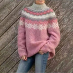 Suéter de Invierno para Mujeres con Patrón Nórdico, Corte Relajado, Tejido Acogedor, Fairisle, Cálido y Casual – Dana