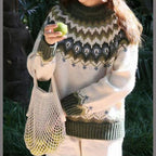 Suéter de Invierno para Mujeres con Patrón Nórdico, Corte Relajado, Tejido Acogedor, Fairisle, Cálido y Casual – Dana