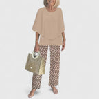 Conjunto Sofisticado de Dos Piezas para Mujeres Blusa Relajada Pantalones de Pierna Ancha Casual Elegante Diario – Martha