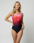 Traje de Baño Deportivo de Una Pieza para Mujer de Secado Rápido con Espalda Abierta y Tirantes Cruzados Cuello Redondo