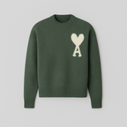Suéter de Punto Oversized con Logo de Corazón Ace para Mujeres - Casual, Cómodo, Streetwear, Smart Casual, Regalo – Anely Crema Negro Verde