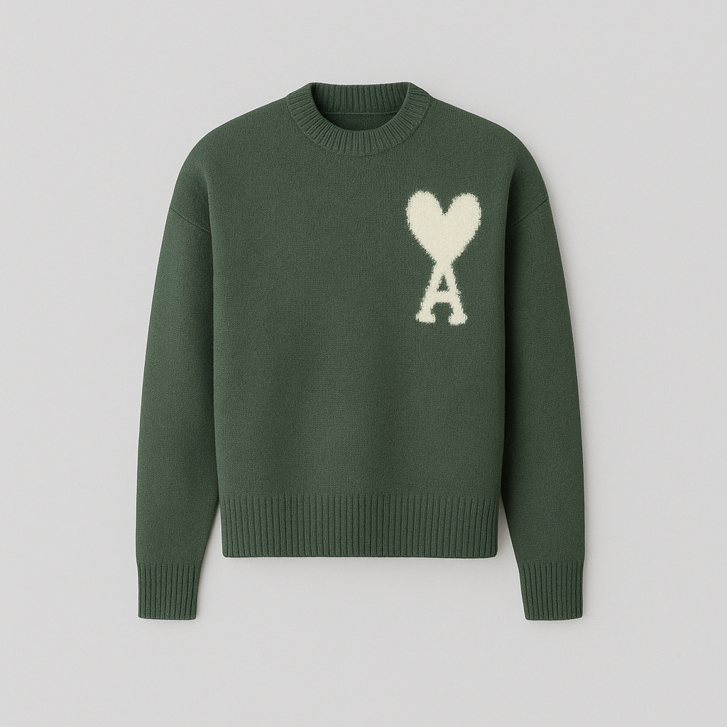 Suéter de Punto Oversized con Logo de Corazón Ace para Mujeres - Casual, Cómodo, Streetwear, Smart Casual, Regalo – Anely Crema Negro Verde