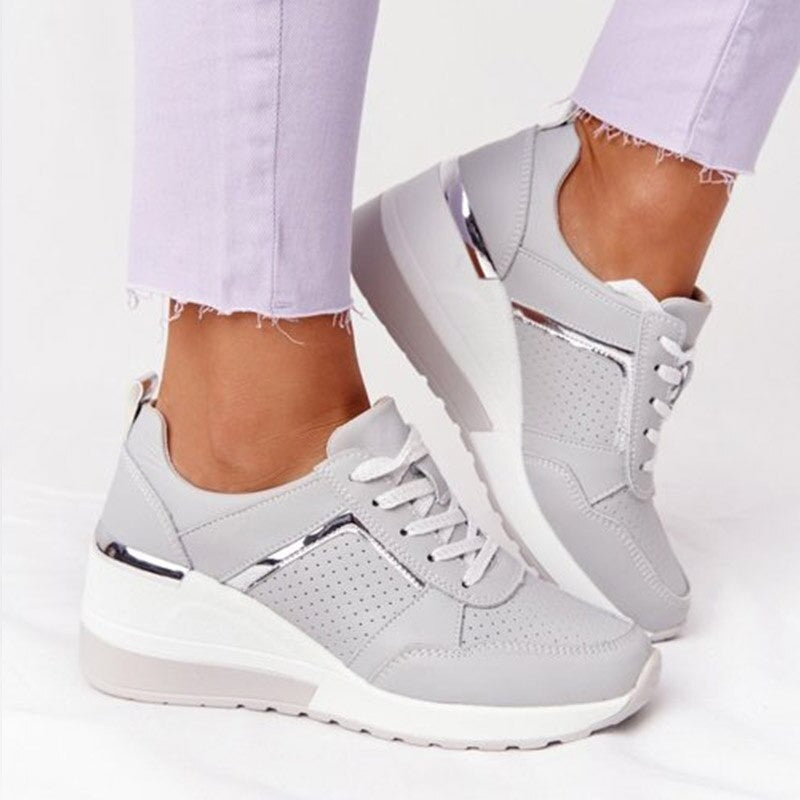 Zapatillas de Cuña Para Mujer Con Cordones, Transpirables, De Malla, Plataforma, Casuales Para El Día A Día – Marley