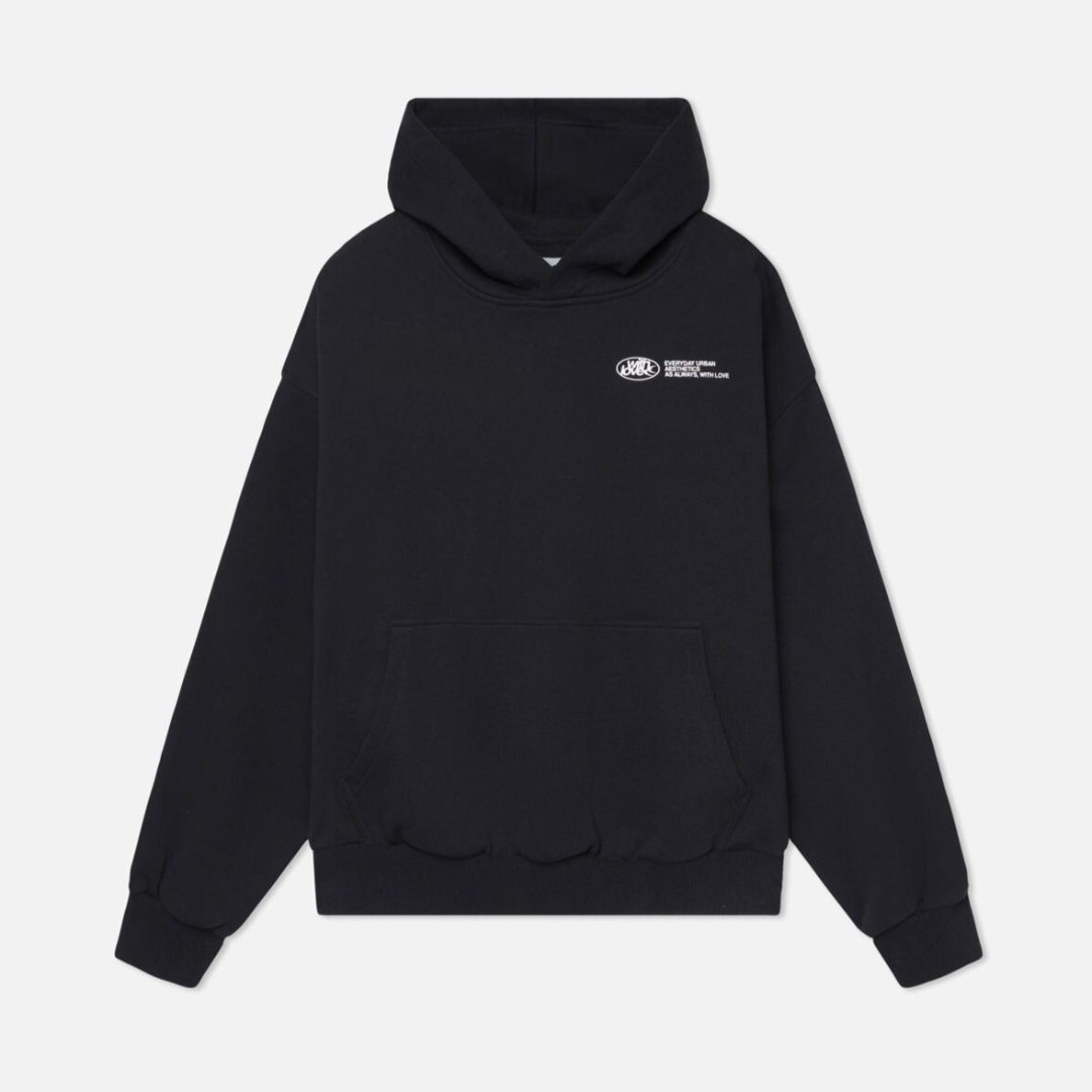 Sudadera Oversized de Mujer con Estampado Gráfico "Con Amor" – Negro
