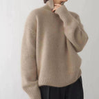 Suéter de Cachemira para Mujer con Cuello Alto Suave y Acogedor, Corte Relajado, Cálido, Casual, Elegante, Invierno – Beige