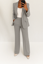 Traje de Dos Piezas para Mujer Blazer Ajustado Pantalones de Pierna Ancha Elegante Corte Relajado Casual Formal – Julie