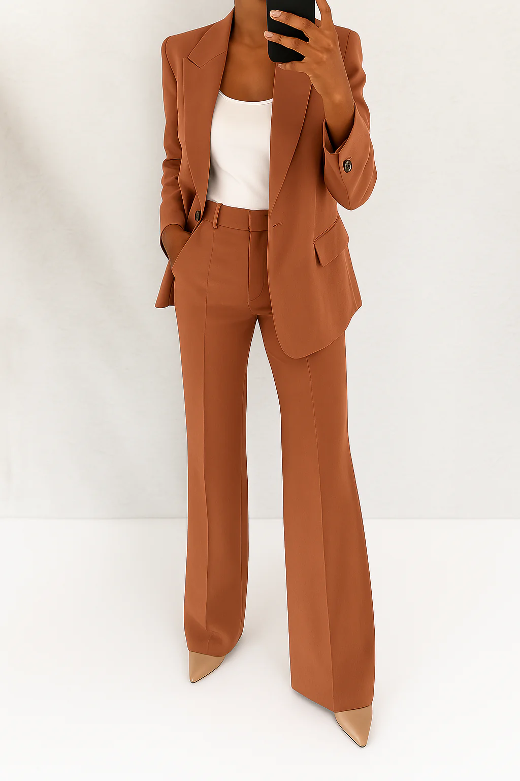 Traje de Dos Piezas para Mujer Blazer Ajustado Pantalones de Pierna Ancha Elegante Corte Relajado Casual Formal – Julie