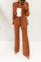 Traje de Dos Piezas para Mujer Blazer Ajustado Pantalones de Pierna Ancha Elegante Corte Relajado Casual Formal – Julie